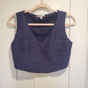 JLO NAVY BLUE V-NECK CROP TOP, ROUND HEM